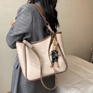 【I FUN】新品▲ 韓版時尚軟皮掛飾水桶包(復古/氣質/通勤/單肩/托特/斜跨包)