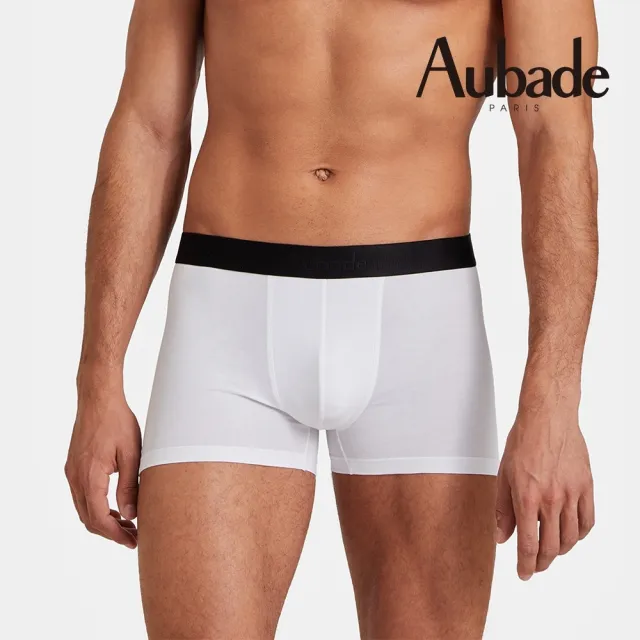 【Aubade】二件組長版頂級莫代爾棉 彈性四角男褲 平口褲(黑白-2212)