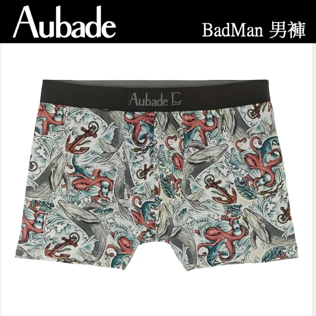 【Aubade】聯名款長版頂級莫代爾棉 彈性四角男褲 平口褲(章魚-2218)