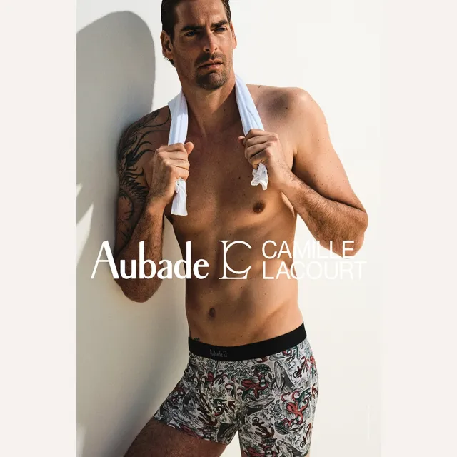 【Aubade】聯名款長版頂級莫代爾棉 彈性四角男褲 平口褲(章魚-2218)