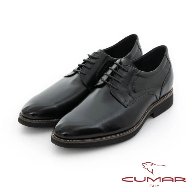 【CUMAR】商務菁英 俐落簡約輕量大底紳士鞋(黑色)