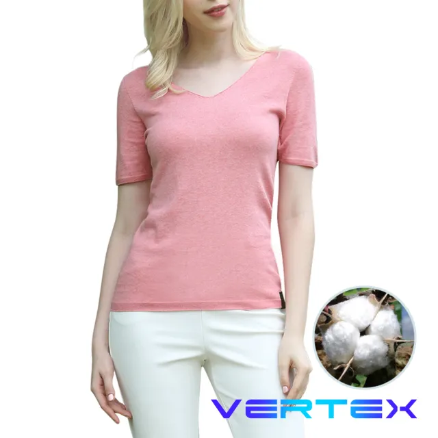 【VERTEX】2件組-零極限18針黃金海島棉上衣(深藍/粉桔)