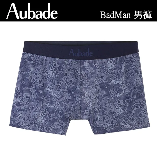 【Aubade】長版頂級莫代爾棉 彈性四角男褲 平口褲(撲克女孩-2212)