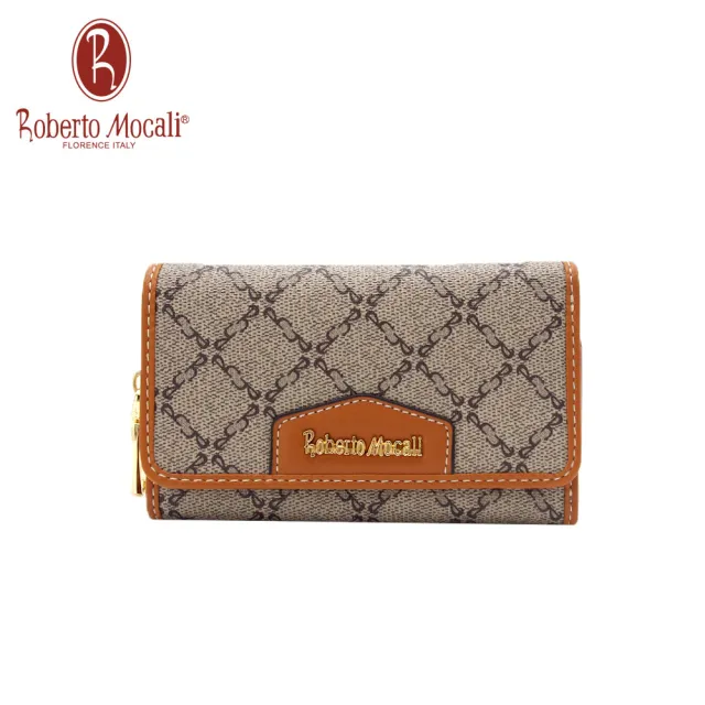 【Roberto Mocali】方格21卡2鈔拉鍊零錢短夾(RM-89822)
