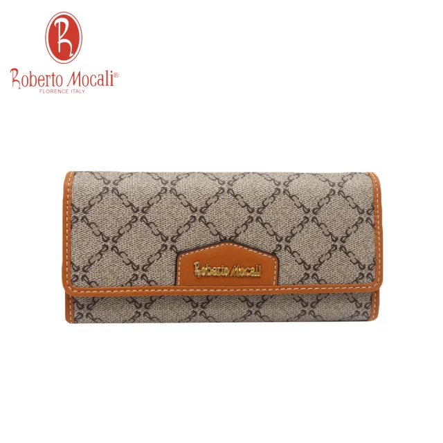 【Roberto Mocali】雙11 方格22卡2鈔三折雙扣長夾(RM-89826)