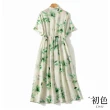 【初色】輕薄印花收腰連身裙-綠色-62851(M-2XL可選)