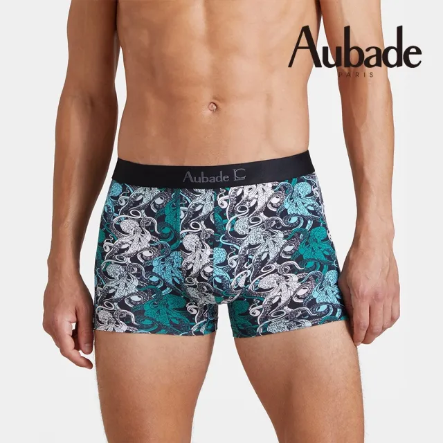 【Aubade】聯名款長版頂級莫代爾棉 彈性四角男褲 平口褲(章魚-2217)