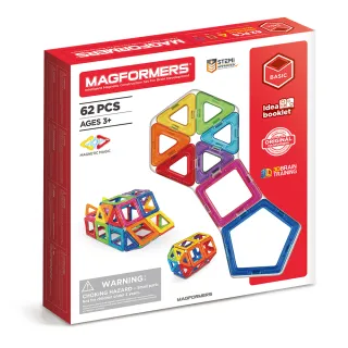 【Magformers】磁性建構片-62片裝(贈迷你車Plus+摩天輪架Plus)