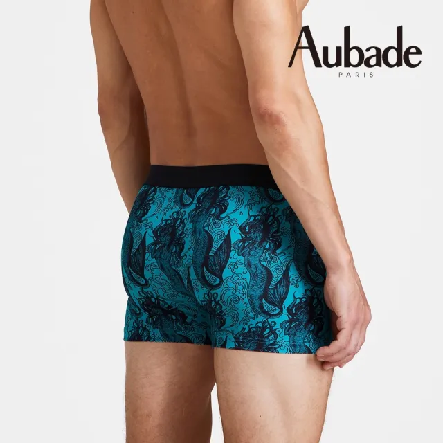 【Aubade】聯名款長版頂級莫代爾棉 彈性四角男褲 平口褲(美人魚-2215)