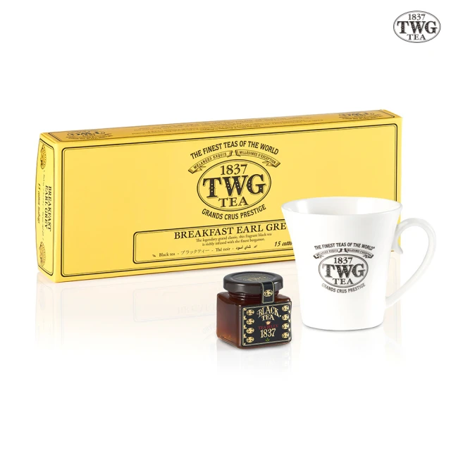 【TWG Tea】伯爵早餐茶饗宴禮物組(手工純棉茶包 15包/盒+果醬+馬克杯)