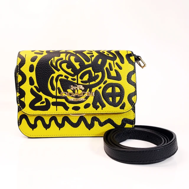 COACH Coach Disney Mickey Mouse X Keith Haring Mini Brynn 斜挎包-黃黑-C7449美國原廠專櫃公司貨