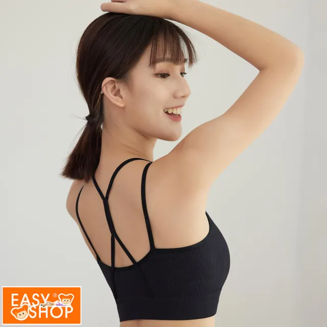 【EASY SHOP】RUN愛運動-FREE LIFE運動背心美背BRA TOP(極冷黑)