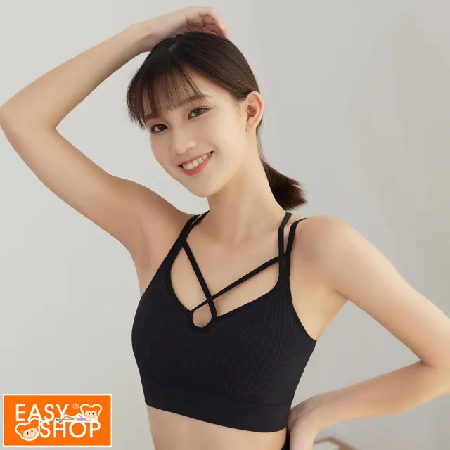 【EASY SHOP】RUN愛運動-FREE LIFE運動背心美背BRA TOP(極冷黑)