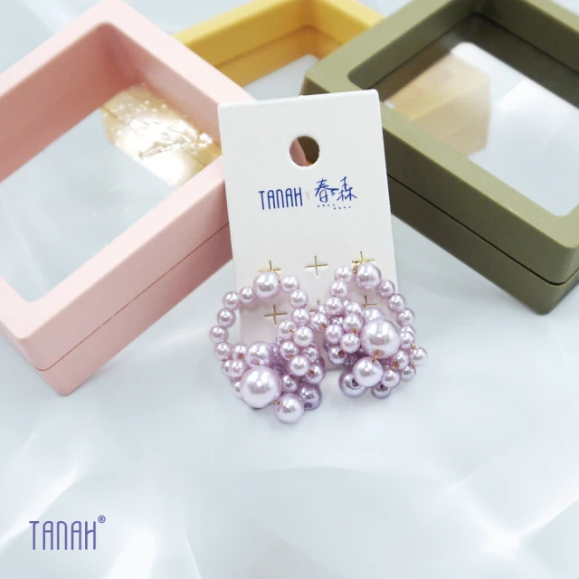 【TANAH】復古時尚 串珠款 紫色 耳針 耳環(E026)