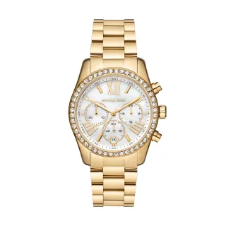 【Michael Kors 官方直營】Lexington 璀璨鑽圈氣勢女錶 金色不鏽鋼鍊帶 手錶 38MM MK7241