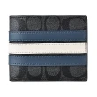 【COACH】COACH 滿版大C LOGO藍白藍條紋設計PVC 10卡3合1對折短夾(炭灰)