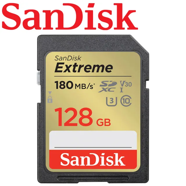 【SanDisk 晟碟】128GB 180MB/s Extreme SDXC SD UHS-I V30 U3 記憶卡(平輸)