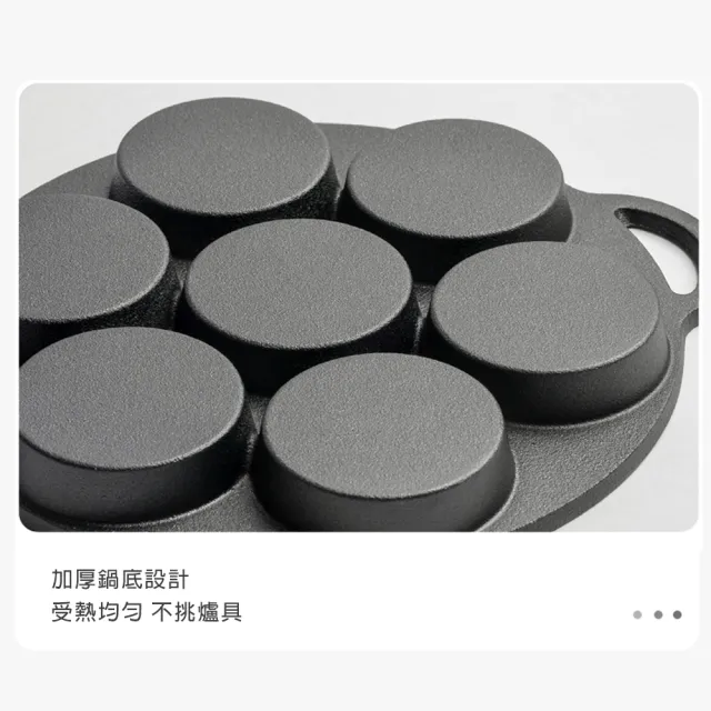 【小茉廚房】鑄鐵七孔煎鍋 煎蛋 漢堡 銅鑼燒 IH爐可用鍋(單孔直徑8cm)