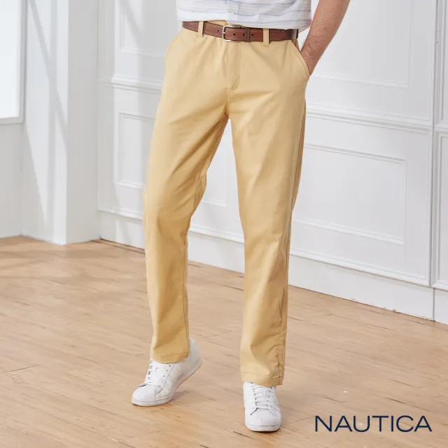 【NAUTICA】男裝修身直筒休閒長褲(淺卡其)