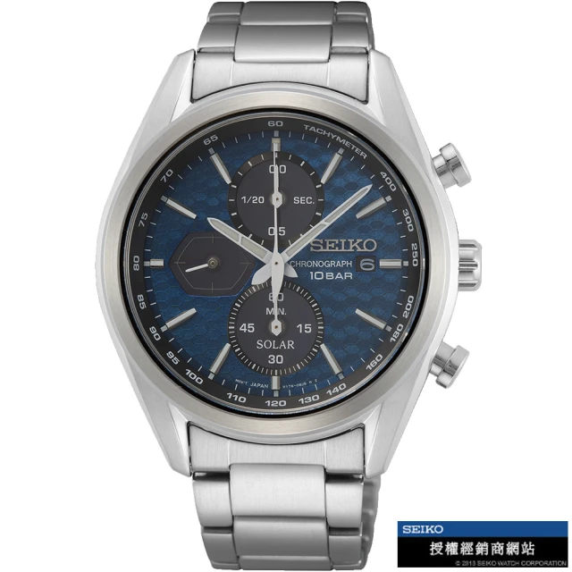 SEIKO 精工 三眼計時太陽能男錶 指針錶 手錶 禮物(SSC801P1/V176-0BH0B)