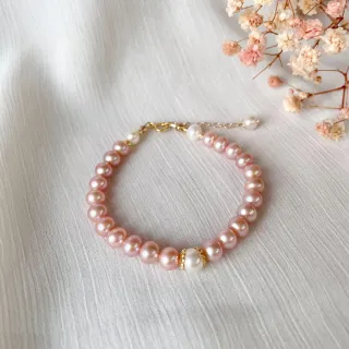【Elegant 珍愛宣言】浪漫粉紫天然珍珠氣質手鍊(珍珠飾品 手鍊 珍珠手鍊)