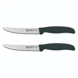 【SANELLI 山里尼】鋸齒牛排刀12CM 牛排刀 餐刀 2件組(158年歷史、義大利工藝美學文化必備)