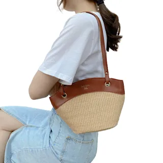 【89 zone】法式古典復古洋氣 單肩包 斜挎包 編織包 草編包(黃/黑/棕)