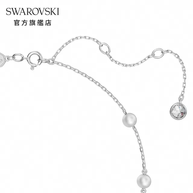 【SWAROVSKI 官方直營】Stella 項鍊 水晶珍珠 星星 白色 鍍銠 交換禮物