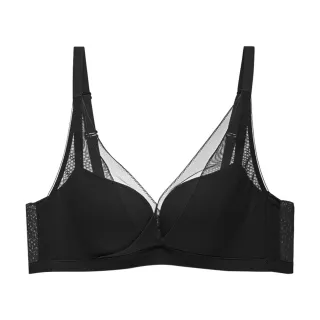 【CHANMODE 香茉】日本經典輕柔水粼砂集中無鋼圈內衣(曜黑)