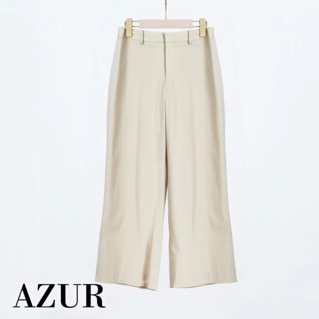 【AZUR】素面羊毛時尚寬褲-2色