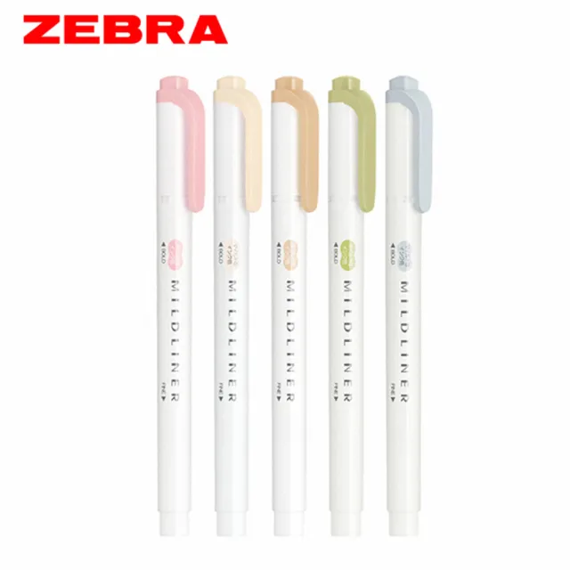 【ZEBRA 斑馬牌】MILDLINER 新色系雙頭螢光筆五色組