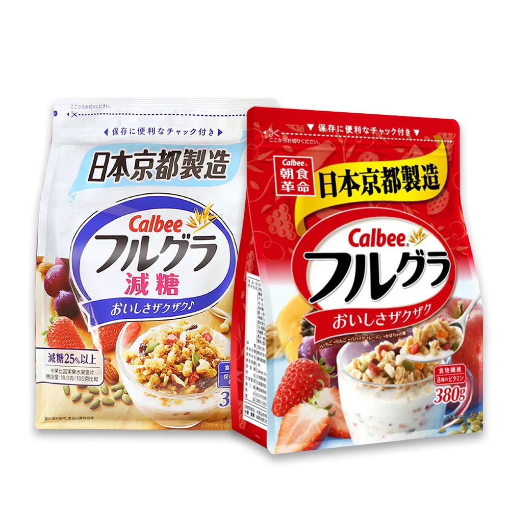 【Calbee卡樂比】富果樂水果麥片x4包(原味/減糖)