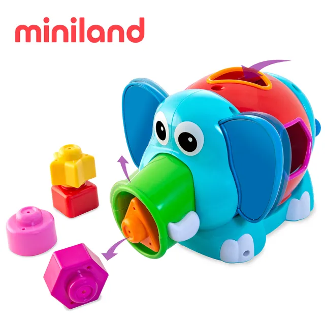 【西班牙Miniland】小象形狀配對互動組(幼兒玩具/早教玩具/手眼協調/西班牙原裝進口)