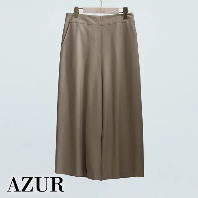 【AZUR】羊毛鬆緊柔軟7分寬褲-2色