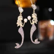 【RJ New York】獻愛美人魚珍珠設計高級垂墜耳環(3色可選)