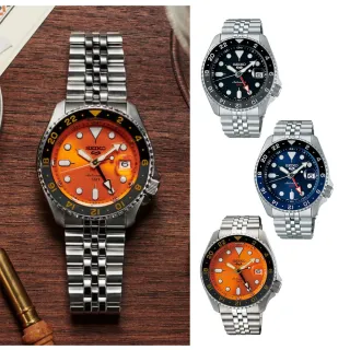 【SEIKO 精工】5 Sports系列 GMT兩地時間 機械腕錶  SK044(三款可選)