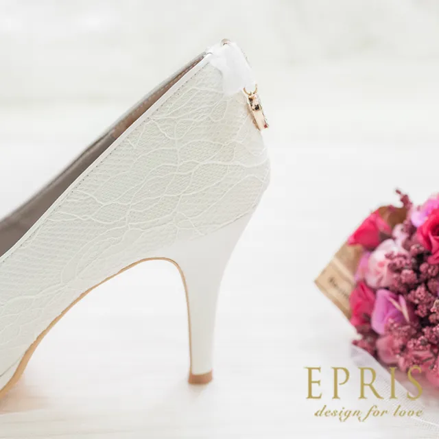 【EPRIS 艾佩絲】現貨 女鞋 心之邱比特 蝴蝶結水鑽白色高跟鞋推薦品牌 20.5-26-浪漫白(高跟鞋)