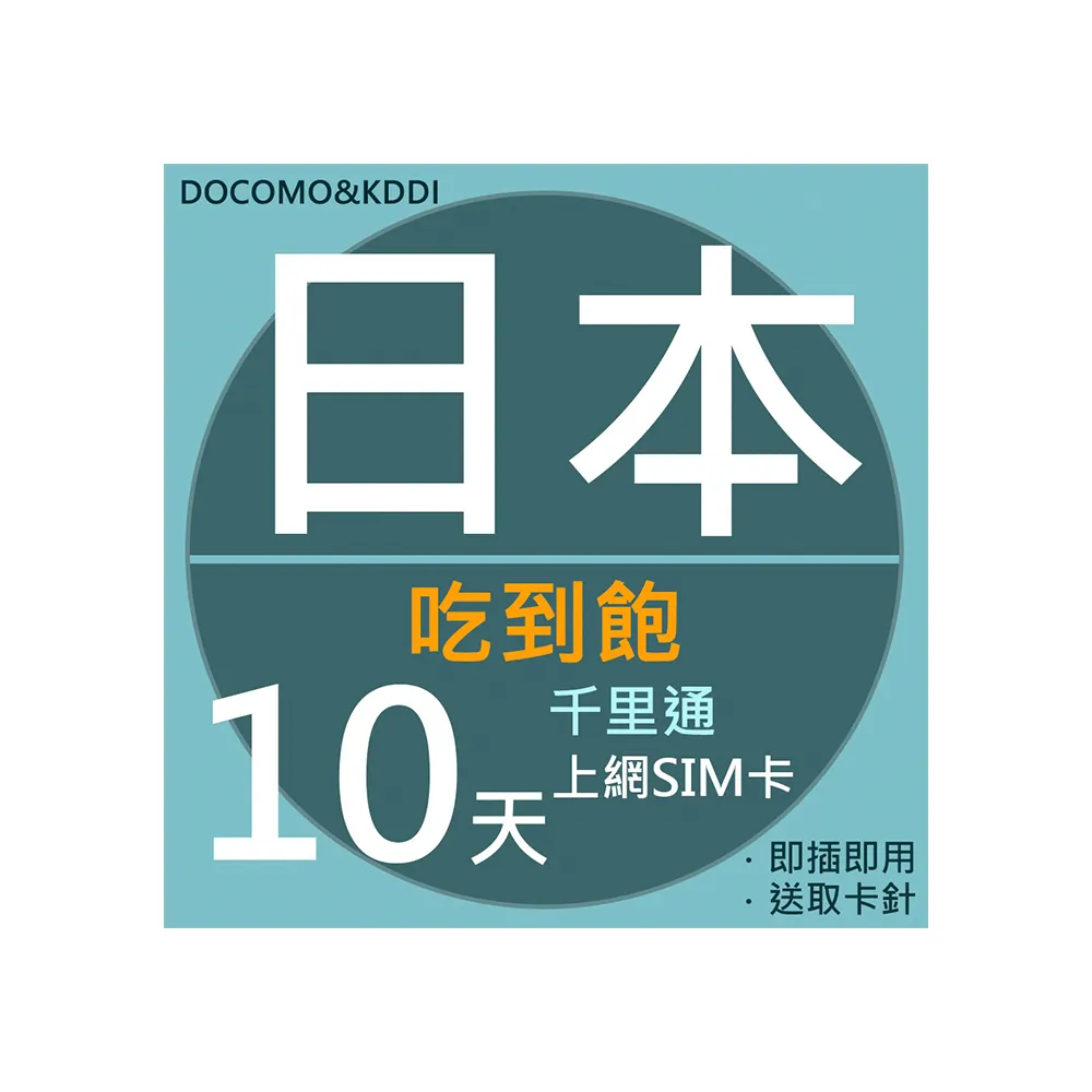 【千里通】日本上網卡10日 無限高速上網吃到飽(日本網卡 千里通  4G網速 支援分享)