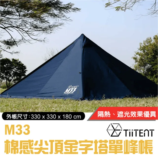 【TiiTENT】M33 Triangulum 棉感尖頂金字塔單峰帳_棉感布料隔熱(TM33NB /TSP-NB 海軍藍)
