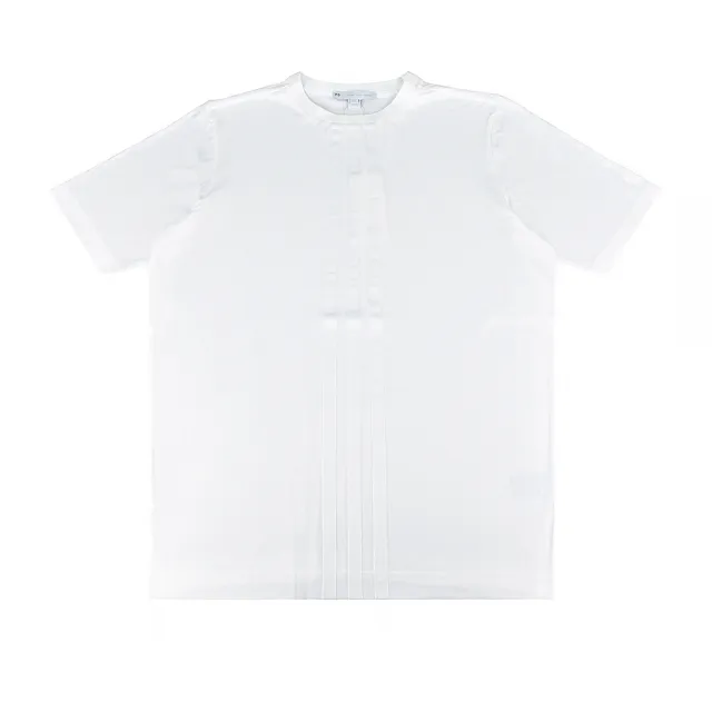 【Y-3 山本耀司】Y-3 20週年紀念白字LOGO三條紋造型純棉短袖圓領T恤(平輸品/男/白)