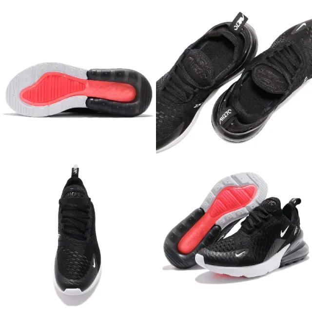 【NIKE 耐吉】慢跑鞋 Air Max 270 GS 大童 女鞋 黑 白 大氣墊 厚底 運動鞋(943345-001)