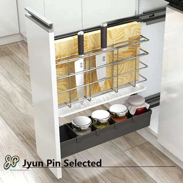 【Jyun Pin 駿品裝修】JAS砧板刀架塑盒款FA220J3LB(座式緩衝滑軌)