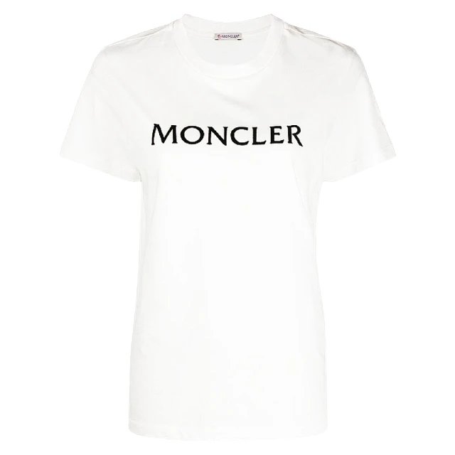 【MONCLER】女款 左臂品牌LOGO 胸前文字短袖T恤-白色(0號USA-XS、1號USA-S、2號USA-M、3號USA-L)