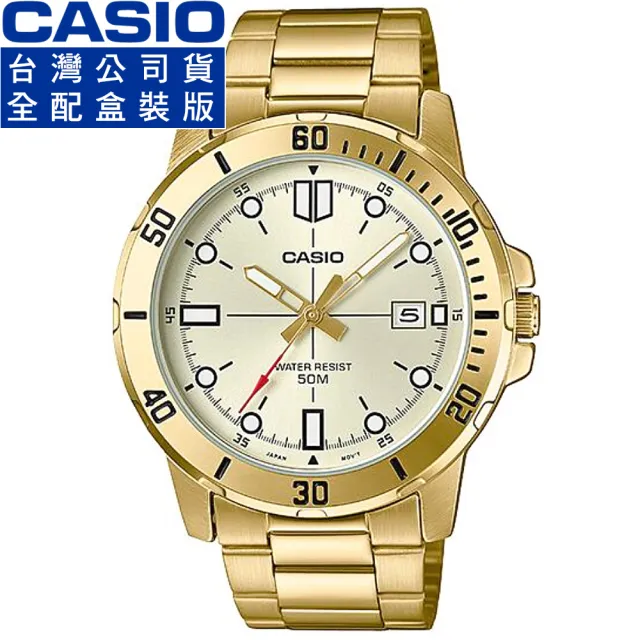【CASIO 卡西歐】卡西歐鋼帶男錶-金(MTP-VD01G-9E 全配盒裝)