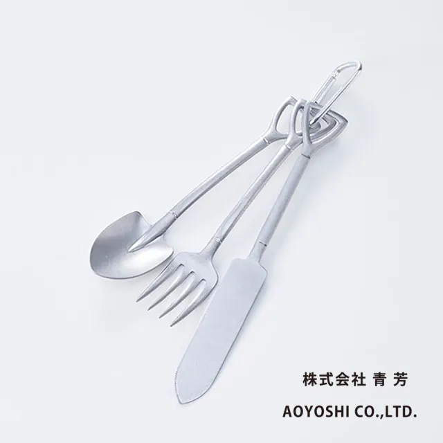 【青芳製作所】仿舊不鏽鋼鏟型隨行餐具3件組L