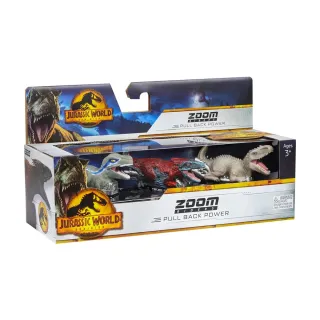 【Jurassic World 侏儸紀世界】恐龍迴力戰車3入套裝禮盒(侏羅紀世界:統霸天下電影恐龍玩具迴力車)