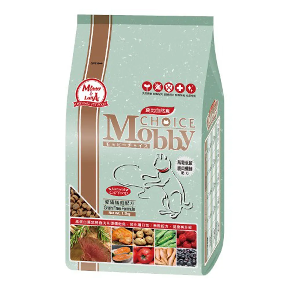 【Mobby 莫比】鹿肉&鮭魚 愛貓無穀配方1.5kg(貓糧、貓飼料)