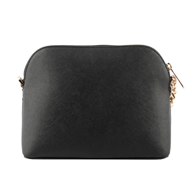 【Michael Kors】金字防刮皮革口袋貝殼包(黑色)