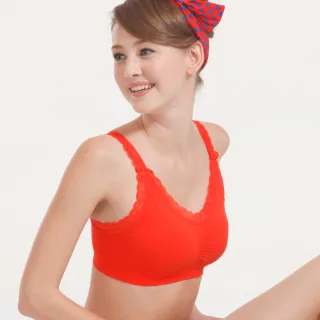 【Intimate 內著】1件組 蕾絲滾邊運動內衣 - 橙紅色(S-L)