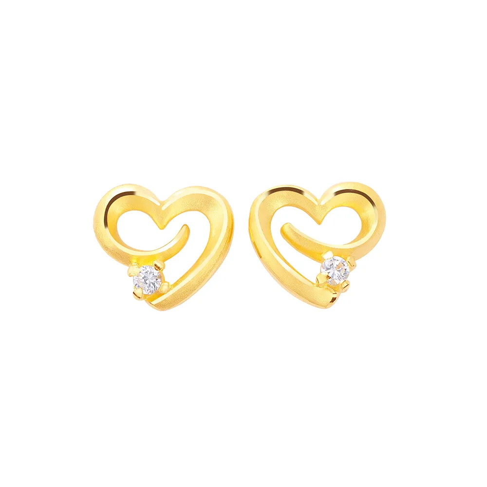 【幸運草金飾】很好 鋯石＋黃金 耳環(金重 0.44錢±0.07)